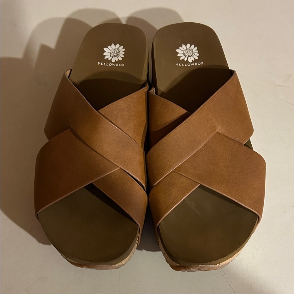 Yellow Box Brown Slide Sandals